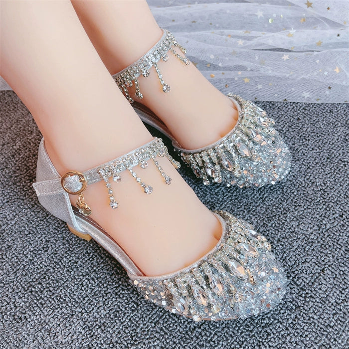 Girls Summer Shiny Sandals Rhinestone Princess Shoes