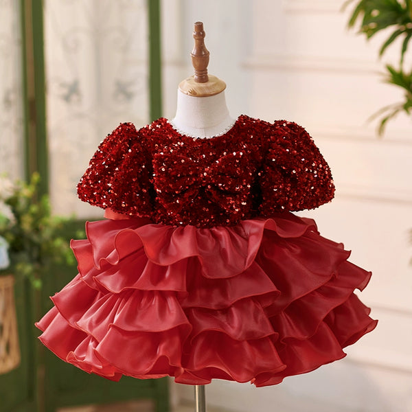 Luxurious Baby Girl Festival Party Dress Girl Fluffy Christmas Princess Dress