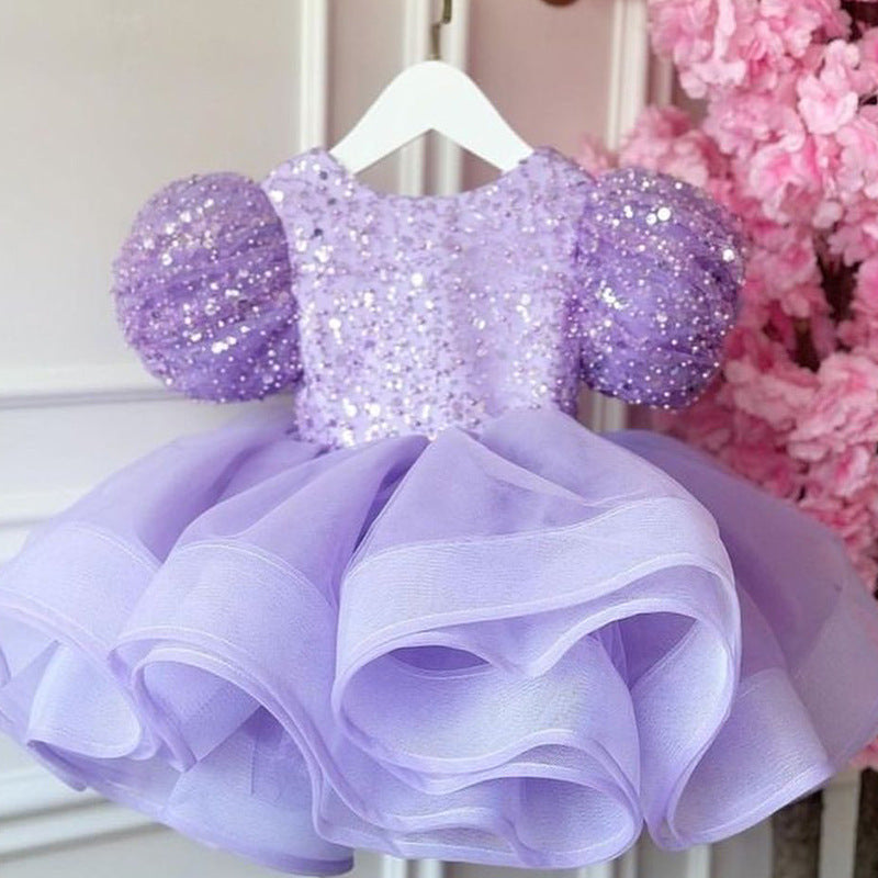 Lovely Baby Girl  Sequins Fluffy Christmas Dress   Toddler  Birthday Princess Dress
