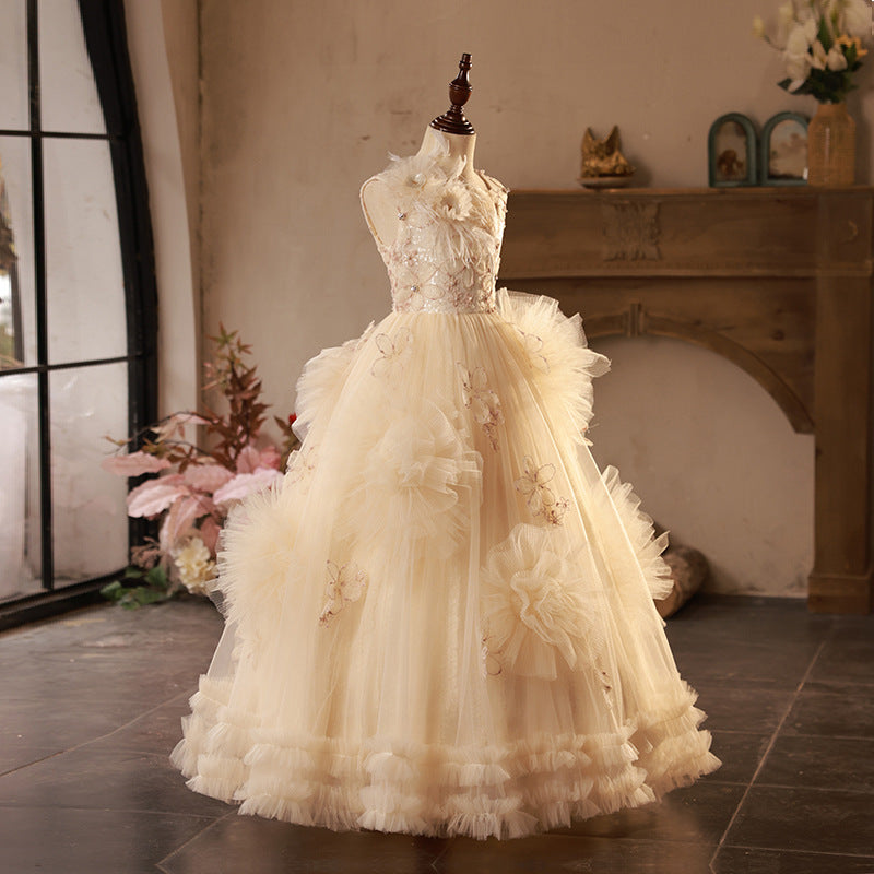 Flower Embroidery Fluffy Princess Dress Birthday Dress