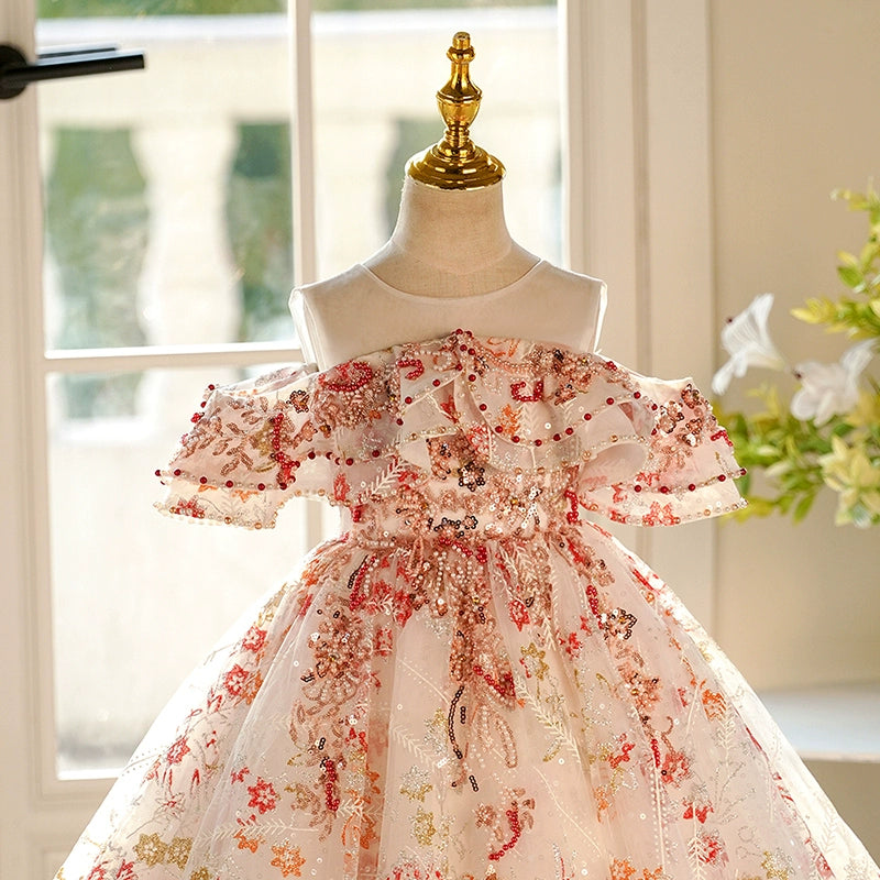 Girls Birthday Elegant Dress Flower Girl Wedding Princess Dress