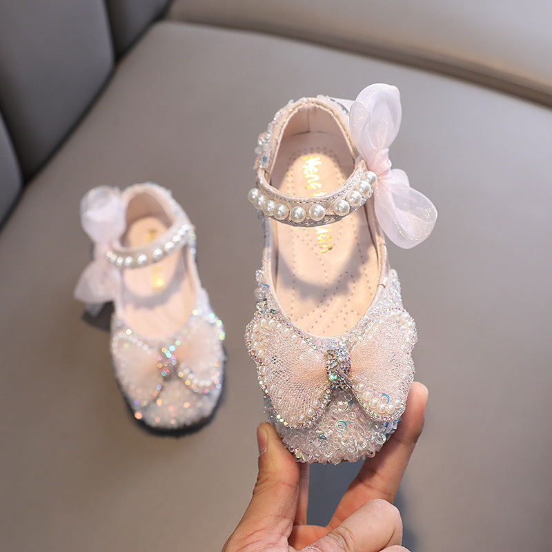 Elegant Cute Girls Butterfly Beauty Pageant Sequins Princess Shoes