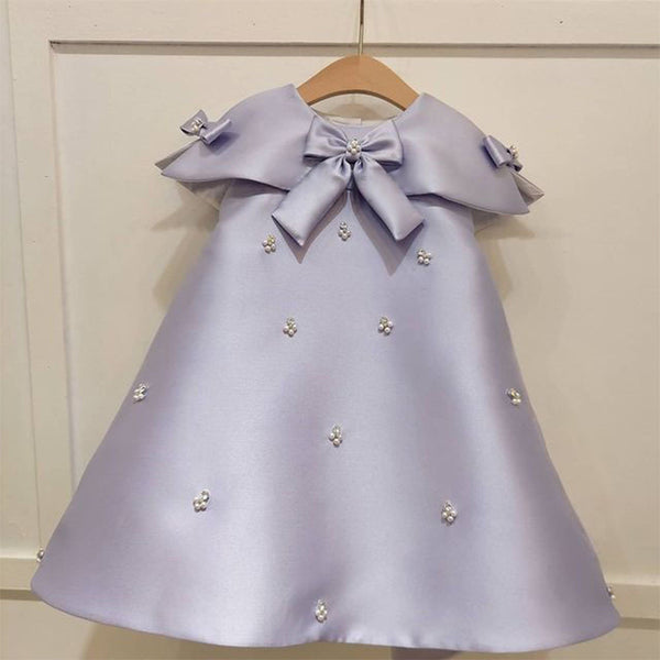 Cute Baby Girl Pearl Bow-knot Birthday Party Princess Dress