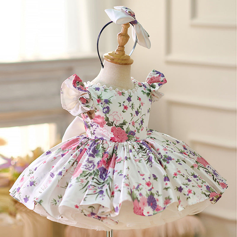 Elegant Girls Printed Dress Girl Formal Dresses Flower Girl Dresses