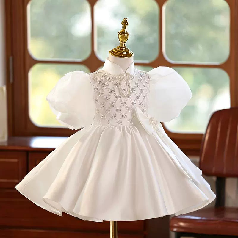 Girls White Birthday Princess Dress Flower Girl Wedding Dress