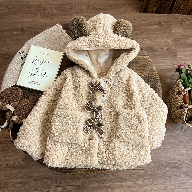 Girls Fleece Coat Girls Warm Lamb Wool Coat