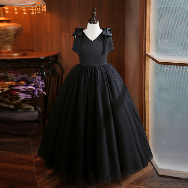 Elegant Baby Black Sleeveless Puff Princess Dress Toddler Girls Formal Dresses