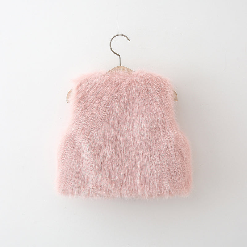 Girls Bowknot Fur Thick Warm Vest