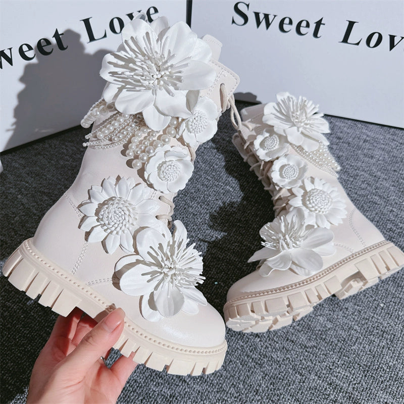 Luxurious Girls Boots Roman Shoes  Girls Flower Shoes