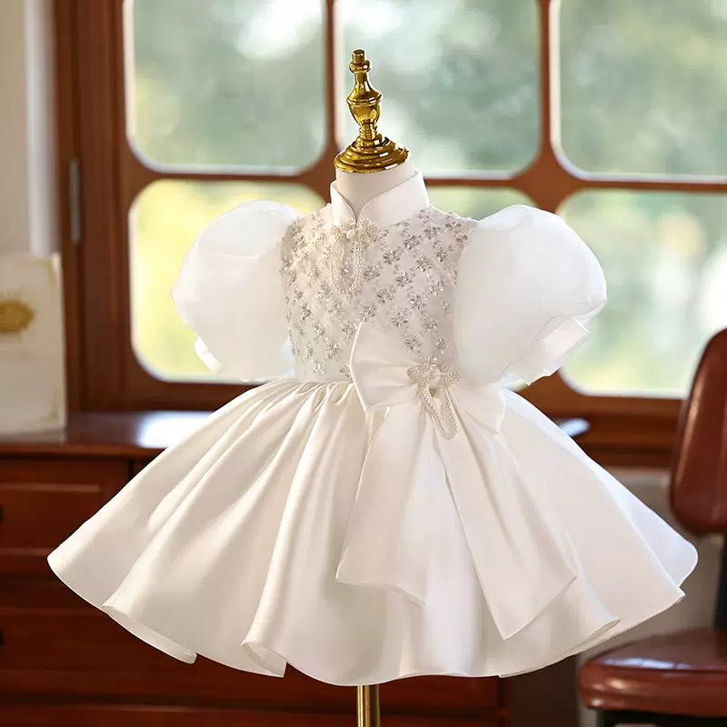 Girls White Birthday Princess Dress Flower Girl Wedding Dress