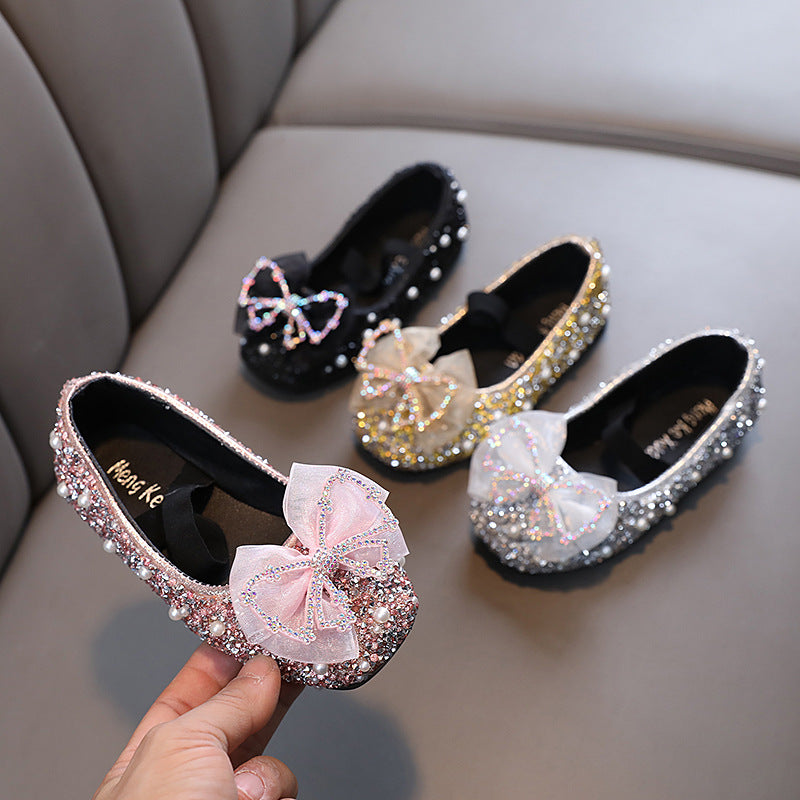 Cute Girls bow-knot Beauty Pageant Sequins Princess Shoes