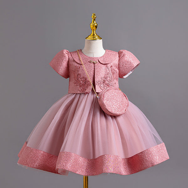 Elegant Baby Girls Mesh Flower Puffy Dress Toddler Princess Dress