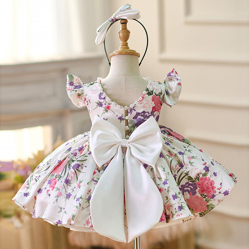 Elegant Girls Printed Dress Girl Formal Dresses Flower Girl Dresses