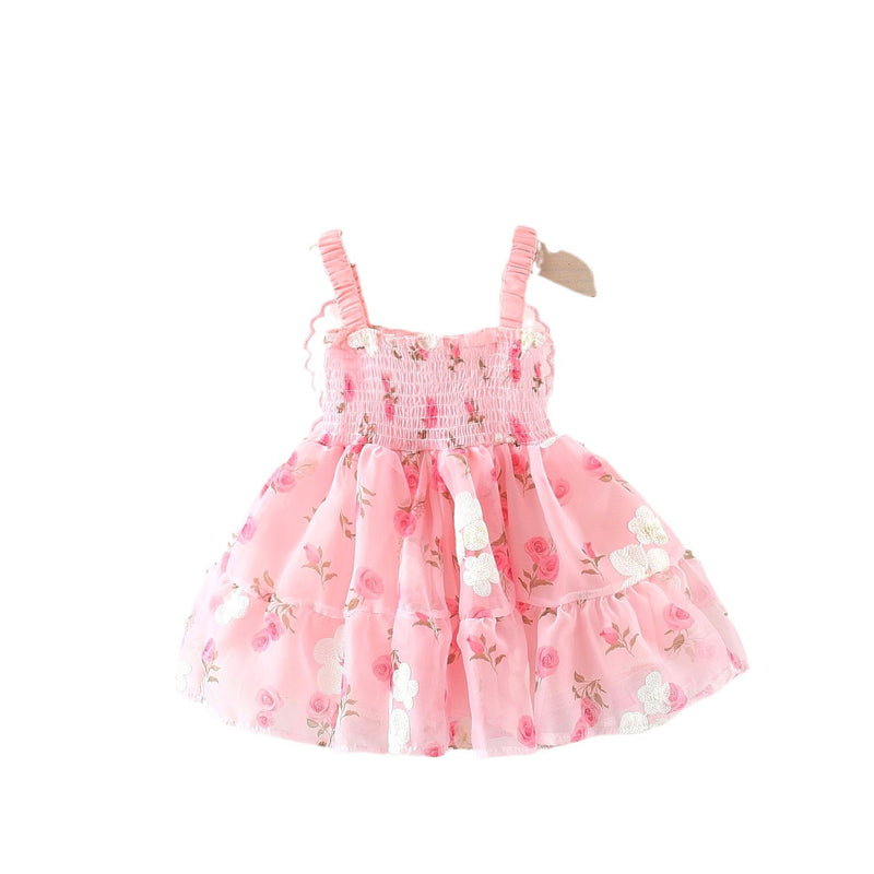 Girls Flower Dress Summer Girls Butterfly Wings Suspender Dress