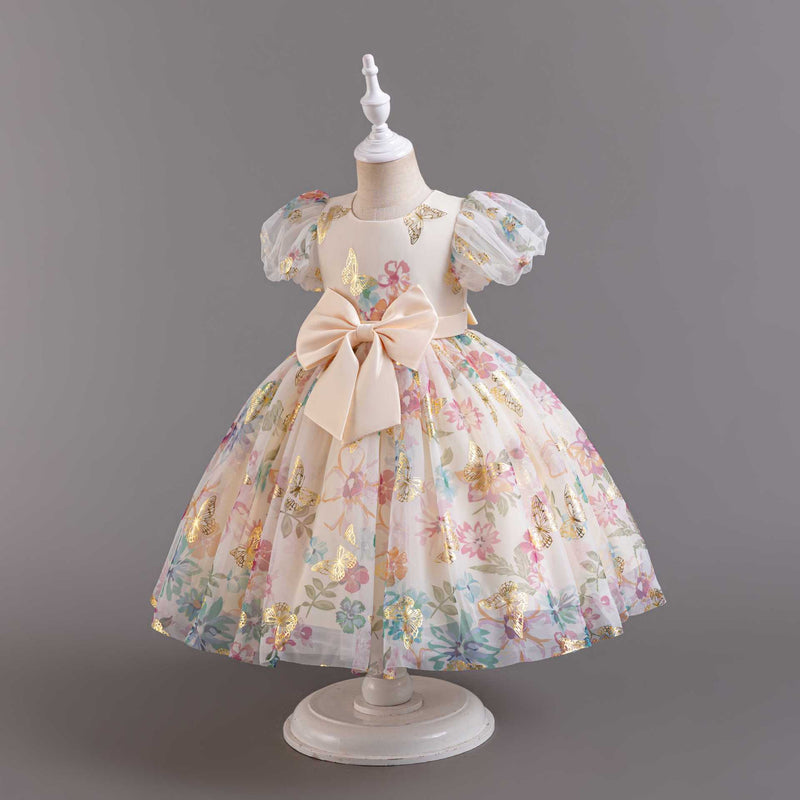 Organza Printed Dress Flower Girl Dress Princess Dress