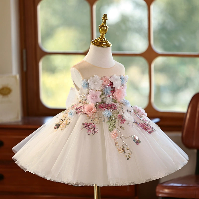 Elegant Girls Flower Birthday Princess Dress Flower Girl Wedding Dress