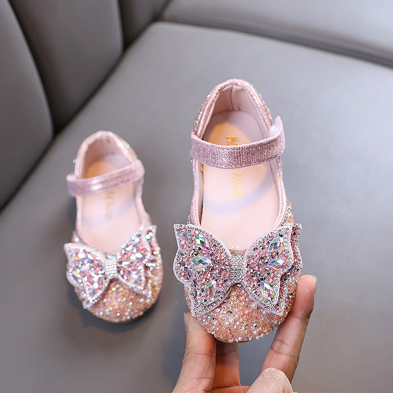 Cute Girls Princess Diamond Leather Shoes Dance Shoes