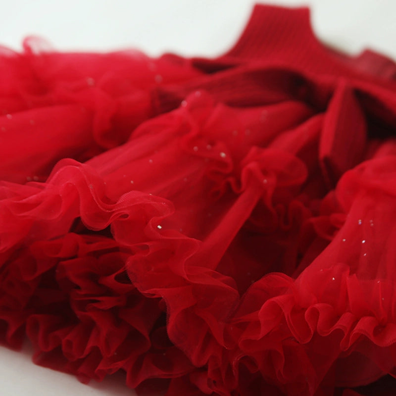 Girls Red Bow Vest Dress Baby Birthday Princess Dress