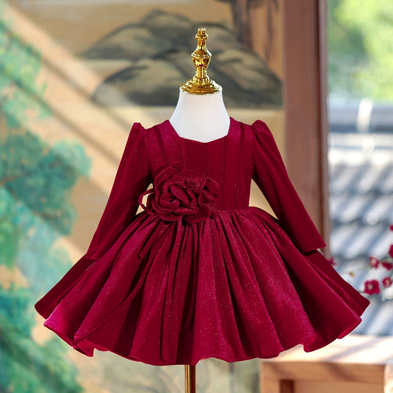 Elegant Baby Girl  Dress Flower Girl Dress Red Christmas dress