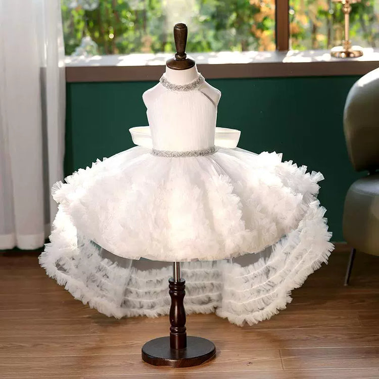 Girls White Pageant Dress Flower Girl Princess Dress