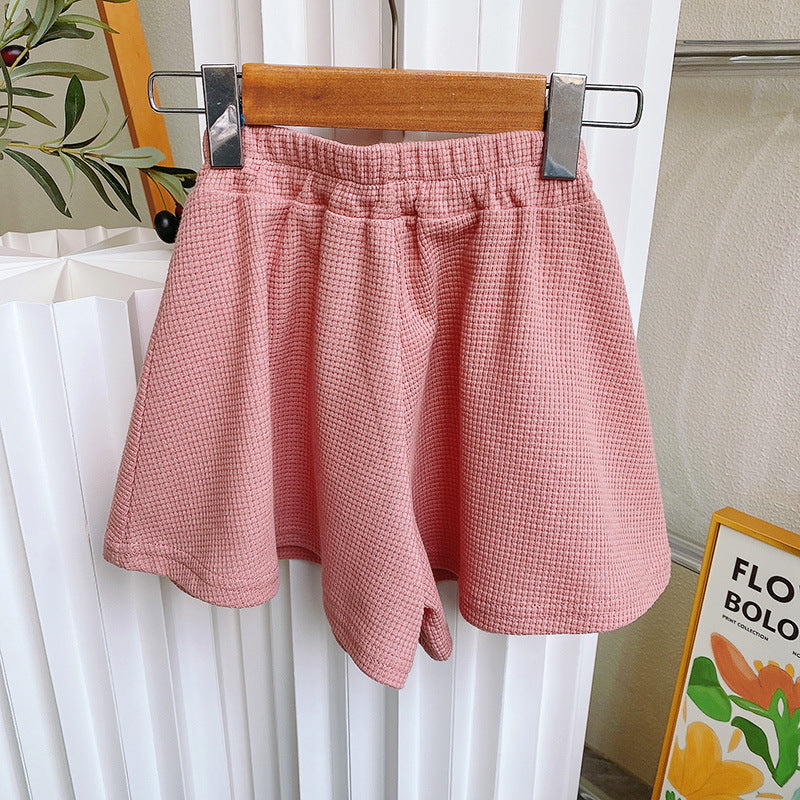 Pink Sleeveless Letter Top and Shorts Two-piece Set