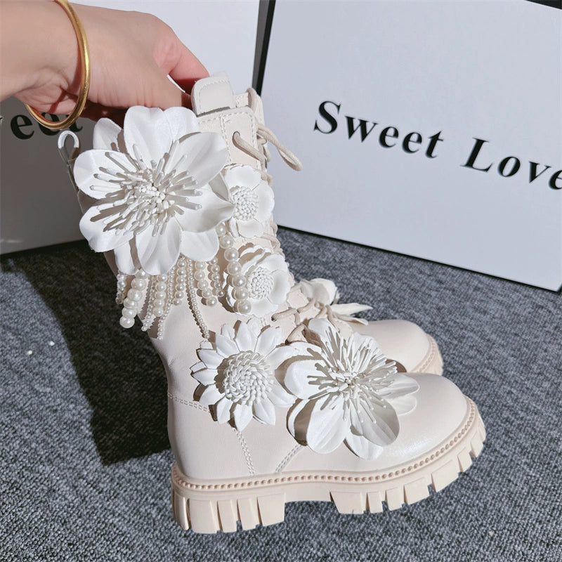 Luxurious Girls Boots Roman Shoes  Girls Flower Shoes