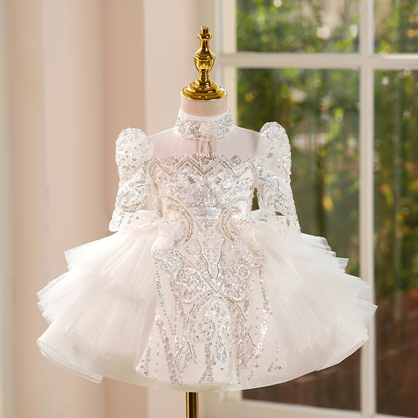 White Flower Girl Wedding Dress Girl Birthday Princess Dress