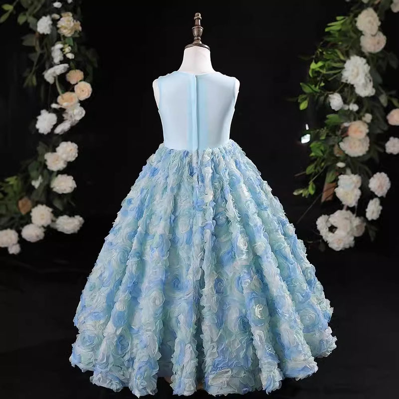 Girls Sleeveless Flower Dress Girls Birthday Princess Dress