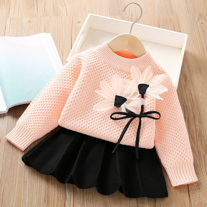 Princess Pullover Long Sleeve Sweater Two Piece Set