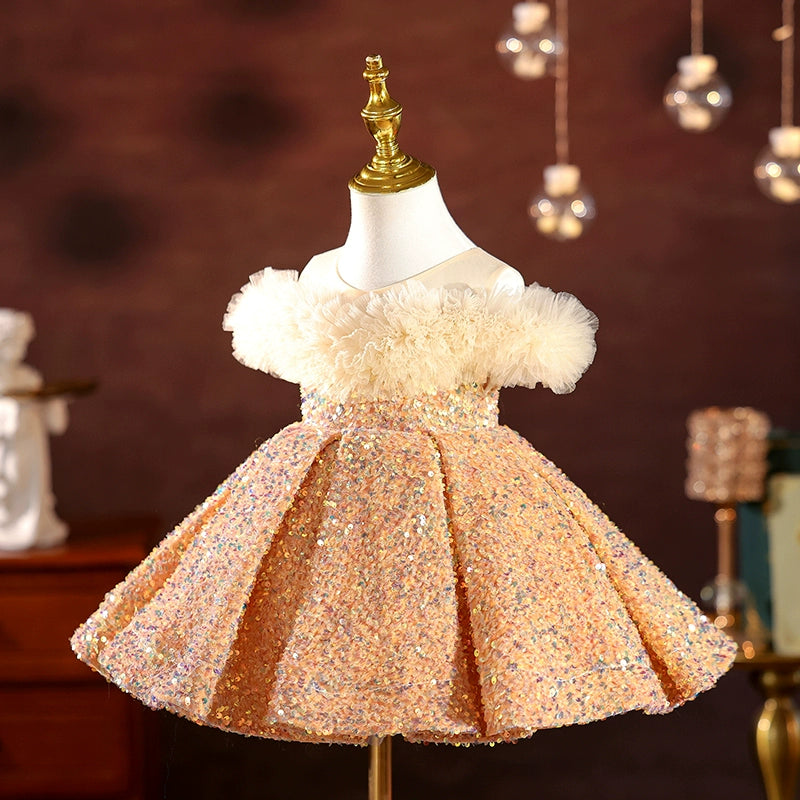 Elegant Baby Girl Sequin Christmas Dress Toddler Birthday Princess Dress