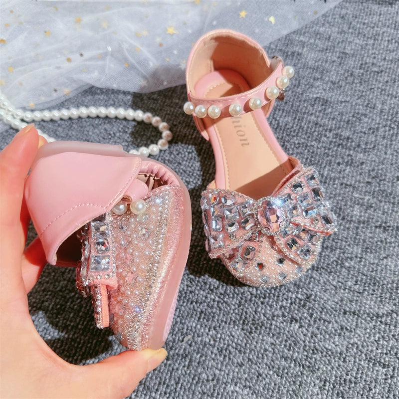 Cute Summer  Baby Girls Pink Pearl Bow-knot Shoes