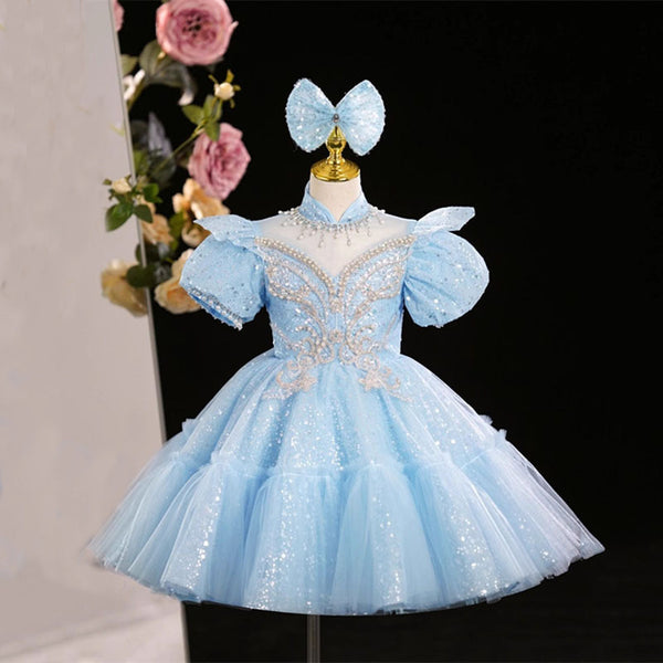 Luxurious Baby Girl Sequins Embroidery Dress Toddler Birthday  Party Dresses