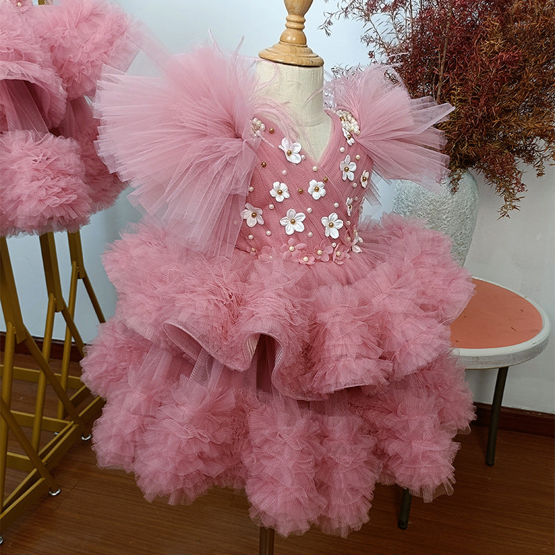 Baby Girls Fluffy Beauty Pageant Dress Toddler Birthday Party Princess Dress