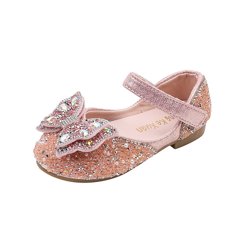 Cute Girls Princess Diamond Leather Shoes Dance Shoes