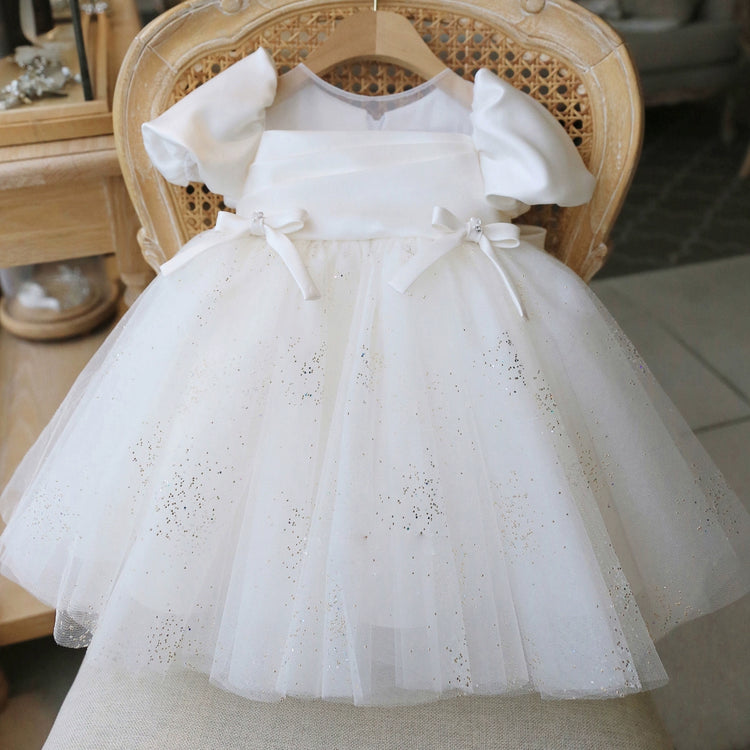 Baby Birthday Satin Dress Flower Girl Puffy Princess Dress