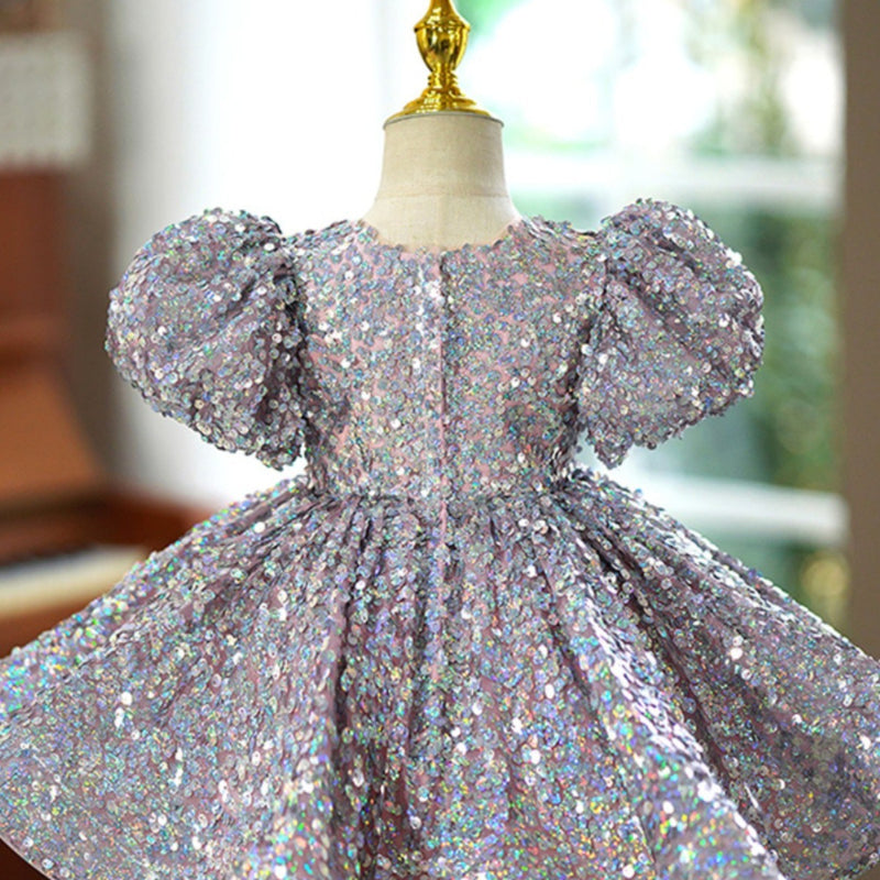 Luxurious  Baby Girl Puffy Sequined Dress Toddler Birthday Princess Dress