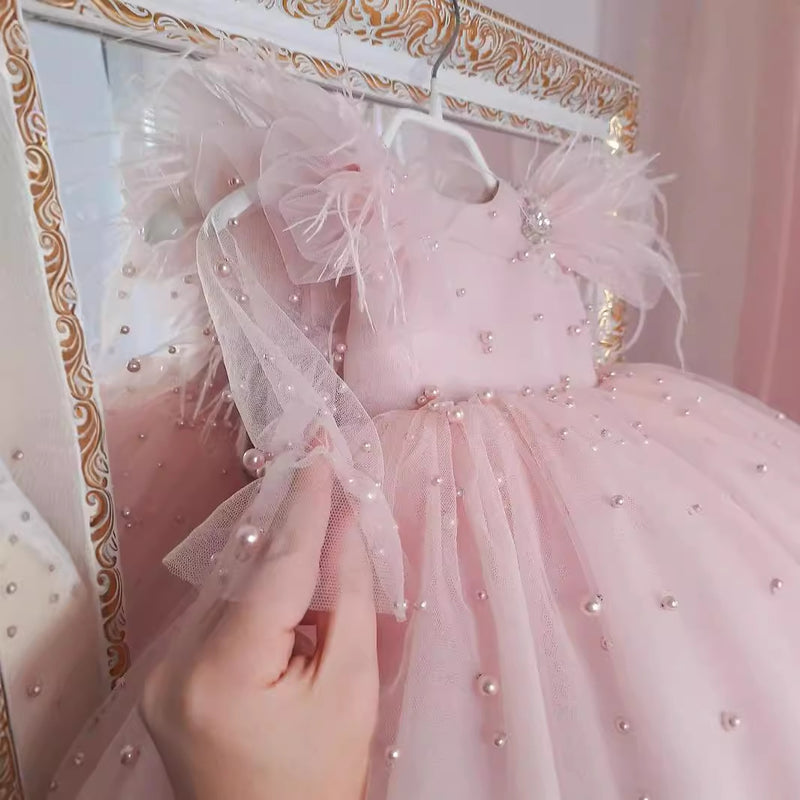 Children's Pink Dress Korean Style Princess Dress Birthday Performance Dress