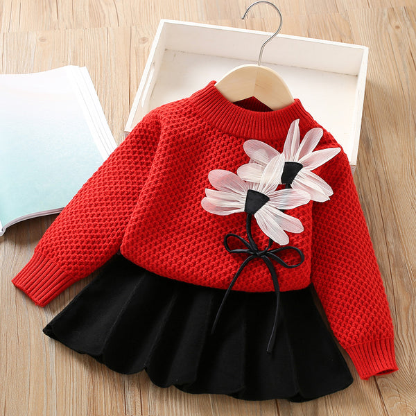 Princess Pullover Long Sleeve Sweater Two Piece Set