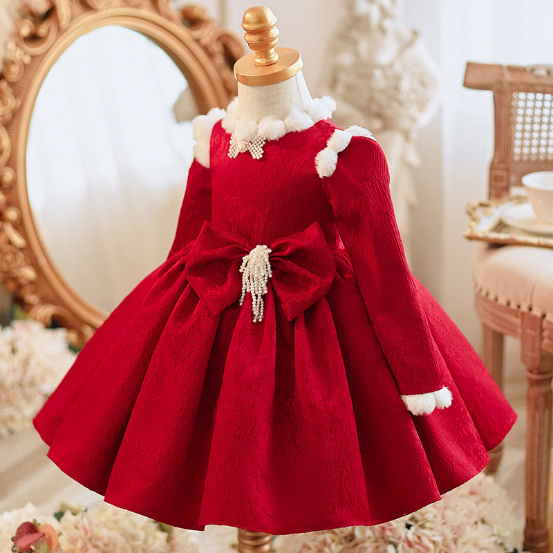 Girls Christmas Beauty Pageant Dress Toddler Embroidery Party Princess Dress