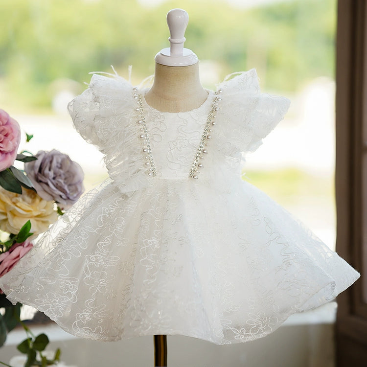 Elegant Flower Girl Embroidery Fluffy Dress Toddler Birthday Party Princess Dress