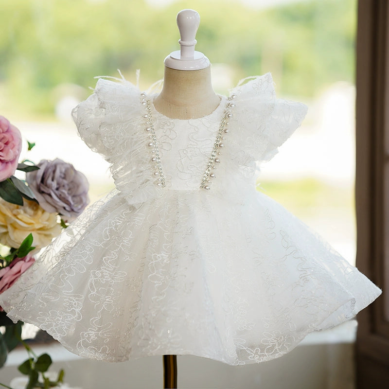 marryshe Elegant Flower Girl Embroidery Fluffy Dress Toddler Birthday Party Princess Dress