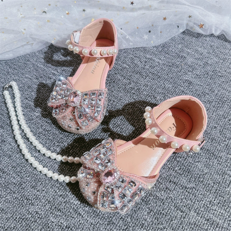 Cute Summer  Baby Girls Pink Pearl Bow-knot Shoes