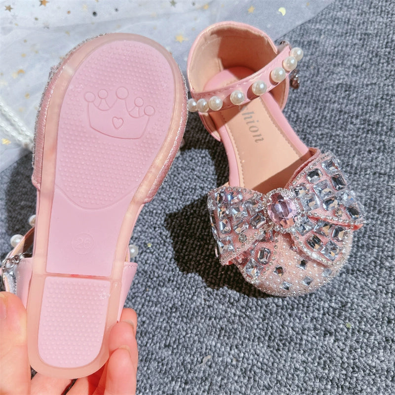 Cute Summer  Baby Girls Pink Pearl Bow-knot Shoes