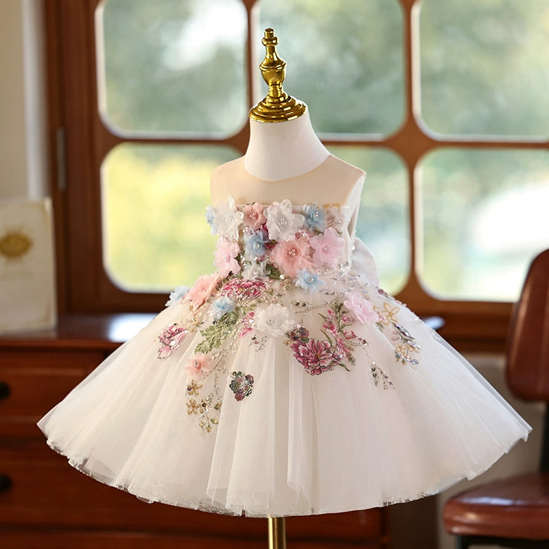 Elegant Girls Flower Birthday Princess Dress Flower Girl Wedding Dress