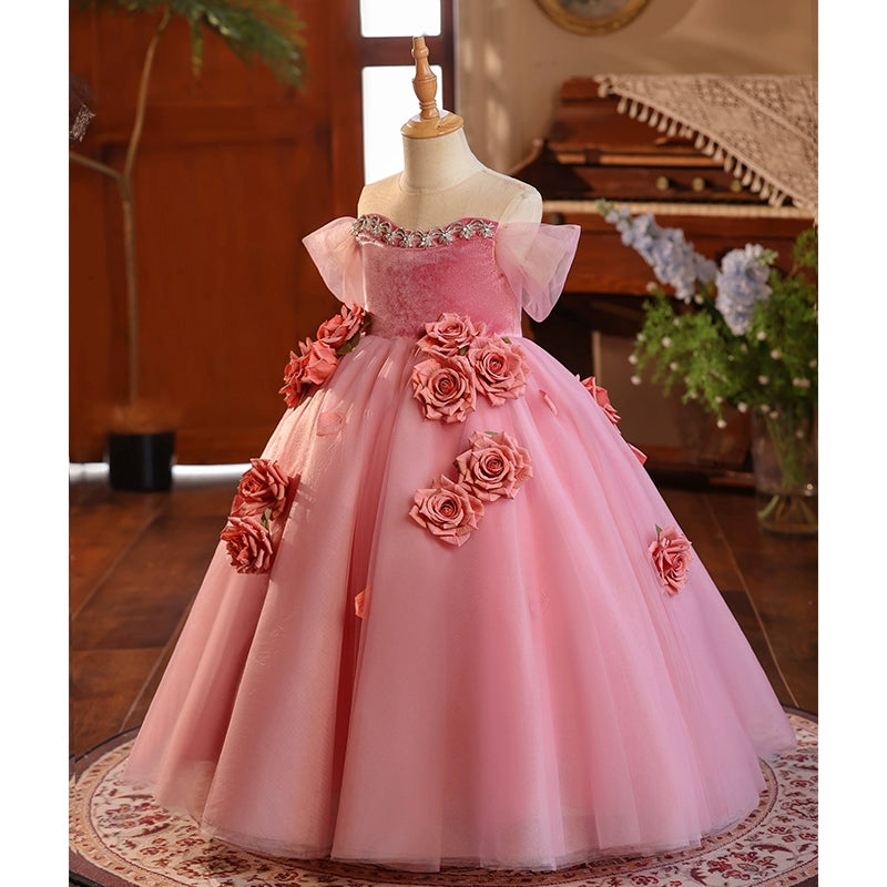 Pink Girls Dresses Girls Pageant Princess Rose Dresses