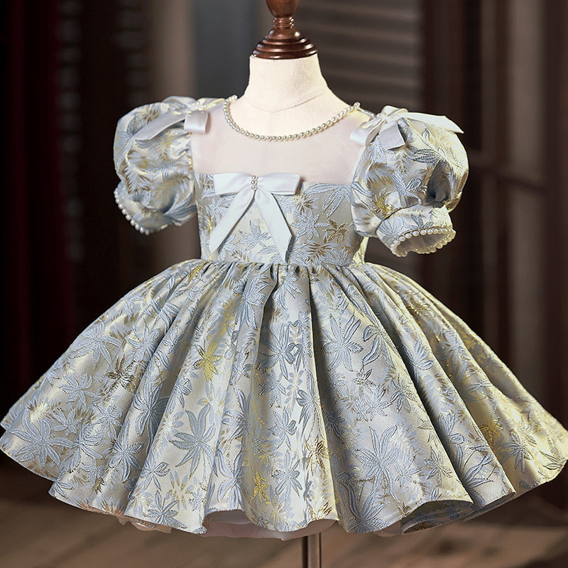 Baby Girls Birthday Formal Dress Flower Girl Dress Embroidery Dress Puffy Princess Dress