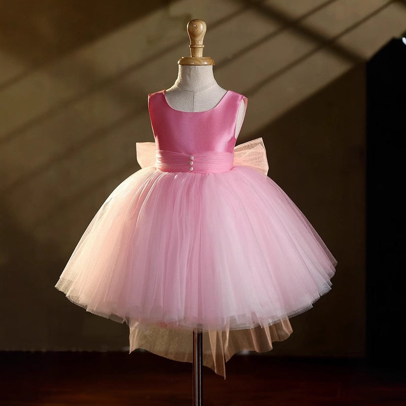 Pink Girl Birthday Dress Flower Girl Wedding Dress Puffy Princess Dress