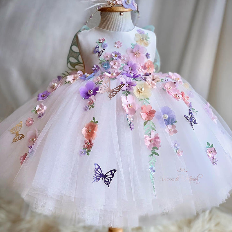 Cute Girls Christmas Dress Little Girl's Butterfly Birthday Princess Dresses