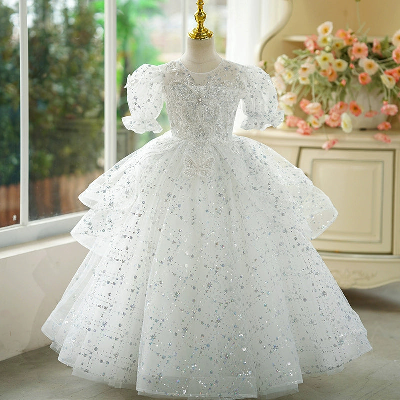 Girls white sequin dress best sale