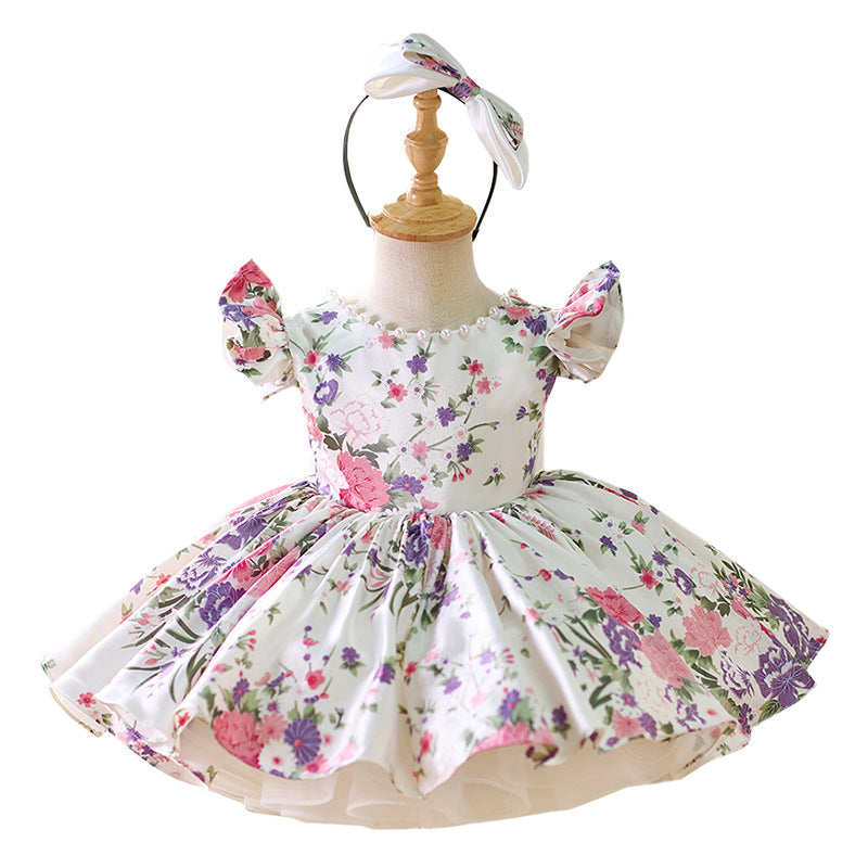 Elegant Girls Printed Dress Girl Formal Dresses Flower Girl Dresses